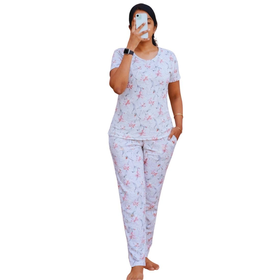 Women’s Pyjama T-Shirt and Pant Set | Soft Cotton Nightwear | Comfortable Sleepwear & Loungewear for Women-image-1