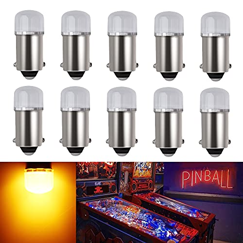 EverBright Coins Display Bulb Pachinko Game Machine Bulb T11 756 1893 1847 BA9S Led Bulb Replacement for Pinball Machine Light Toy Car Lamp,Non-Polarity DC/AC 6V 6.3V,Amber/Yellow(10-Pack)