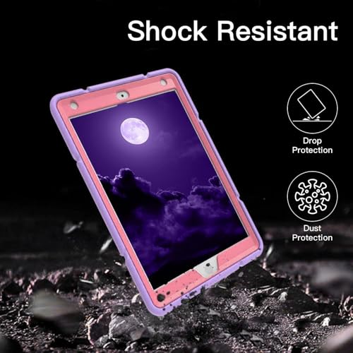 Grifobes for iPad 6th/5th Generation Cases 2018/2017, for iPad Air 2 Case 2014 9.7 inch, Heavy Duty Shockproof Rugged Protective i Pad 5 6 Gen 9.7" Case with Stand (Purple+Rose) by Grifobes - Used condition - Image 4