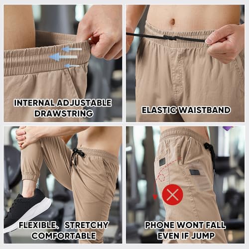 Image of JMIERR Mens Cotton Stretch Joggers Casual Twill Athletic Track Pants