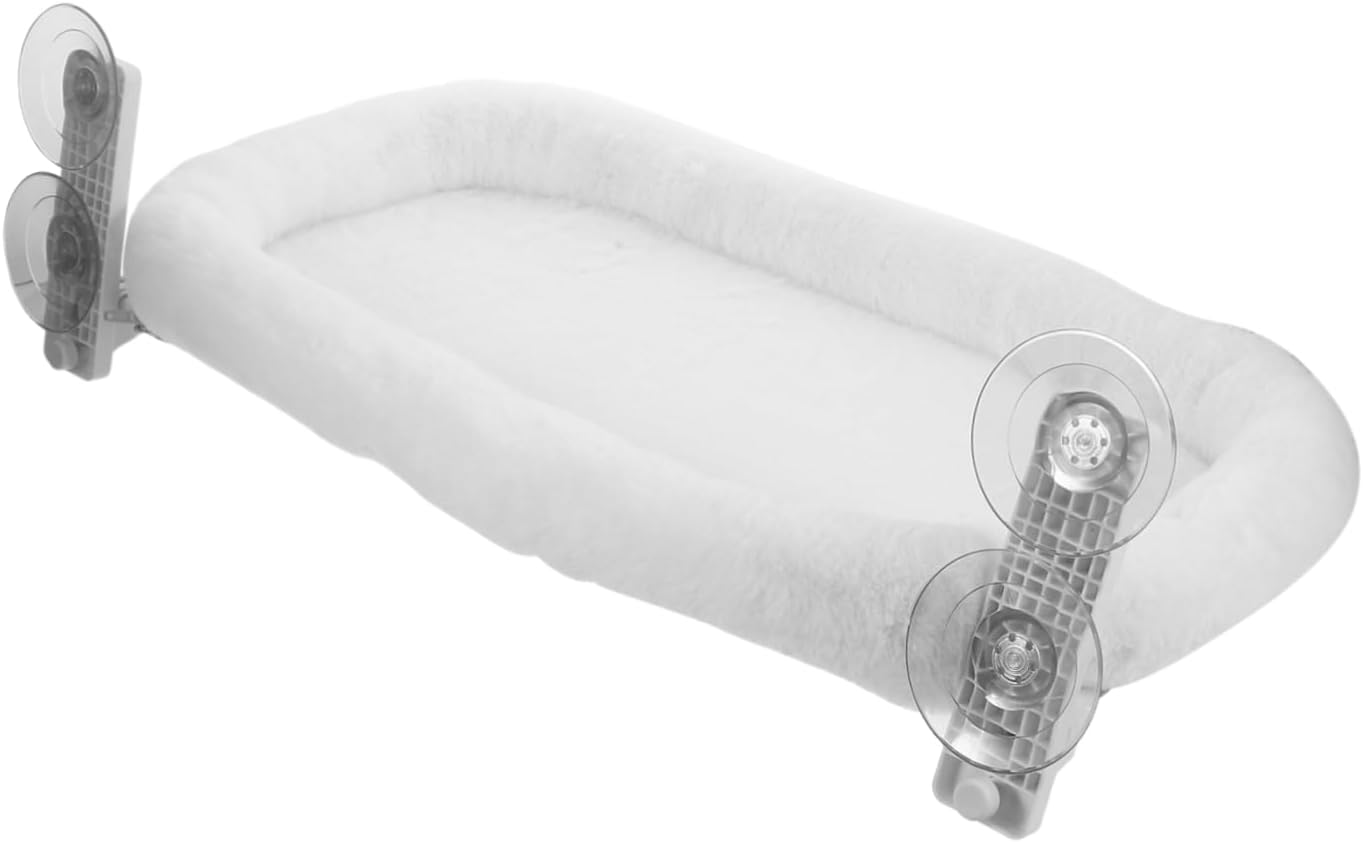 POPETPOP Cat Window Perch Strong Cups Hanging Cat Bed Cozy Hammock Shelf for Sunbathing Easy to Install Sturdy Design White