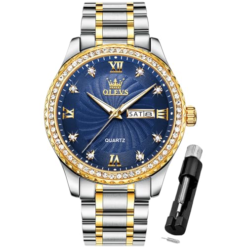 Image of OLEVS Mens Watches Chronograph Luxury Dress Moon Phase Stainless Steel Male Wrist Watch