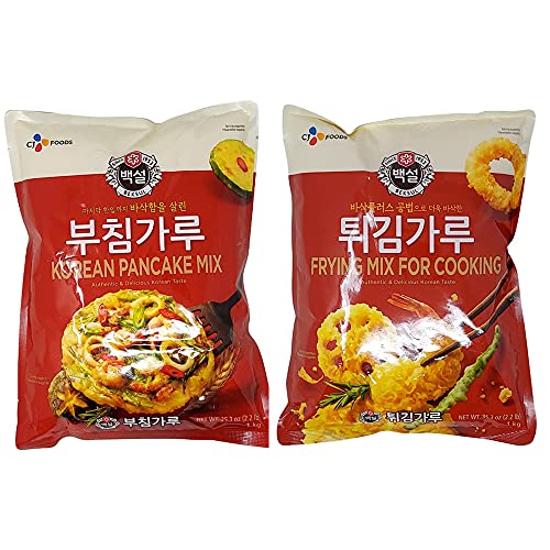 CJ Foods Beksul Korean Pancake Mix & Frying Mix 2 packs(1kg, Each), 1 Pancake Mix + 1 Frying Mix