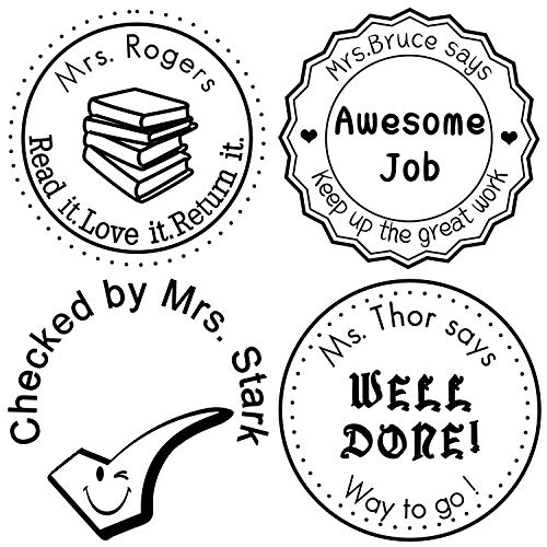 Custom Rubber Stamps Self Inking Stamps Personalized-Teacher Library Book Stamps 1-5/8"Diameter #TOP6
