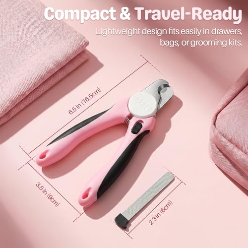 Flexzion Dog Nail Clipper - Pet Cat Toe Claw Trimmer Scissor Grooming Tool With Stainless Steel Blades File Easy Grip Handle Safety Guard To Avoid Overcutting For Small Medium Large Breed Puppy (Pink) - 8