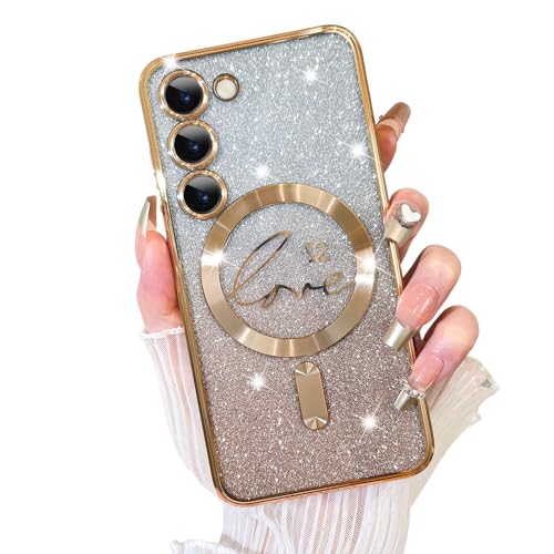 Coque Samsung S23 protection appareil photo paillettes dorées