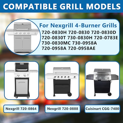 Image of Replacement Parts for Nexgrill 4-Burner 720-0830 720-0830H 720-0830D 720-0783C, Stainless Steel Grill Grate, Heat Shield Plates, Burner Tubes, Igniters Kit for Cuisinart CGG-7400 Replacement Parts