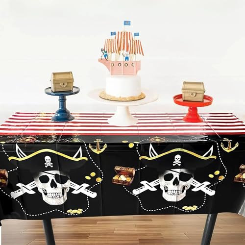 Laveant 3 Pack Halloween Tablecloth 54x108 Inch, Lightweight Plastic Table Cover Waterproof Black with Pumpkin & Ghost Print for Party, Camping, Indoor Outdoor Decor (Skeleton) by Laveant - Used condition - Image 2