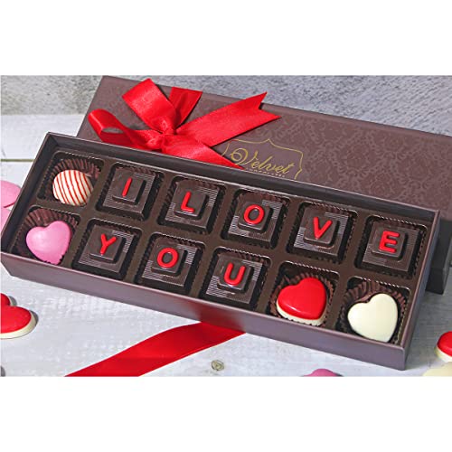 Image of VELVET FINE CHOCOLATES Premium Valentine Chocolate Gift Box For Girlfriend & Wife | Happy Valentine Day Greeting Card,180 G