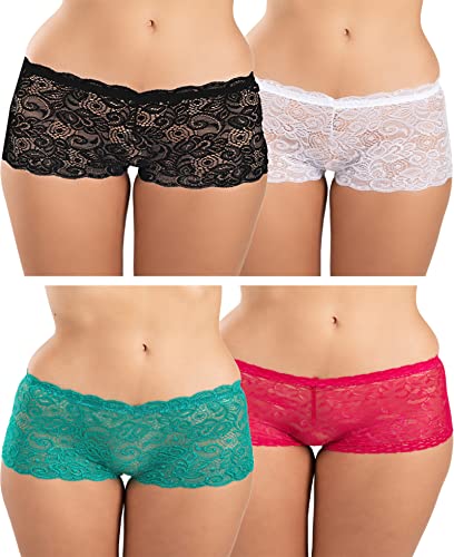 Image of FIMS - Fashion is my style Cotton Lycra Net Boy Short Panty for Womens, Mid Rise, Satin, Hipster Panties, Daily Use, Back and Front Coverage, Brief, See Main Image to Check How Many Panty You Will Get