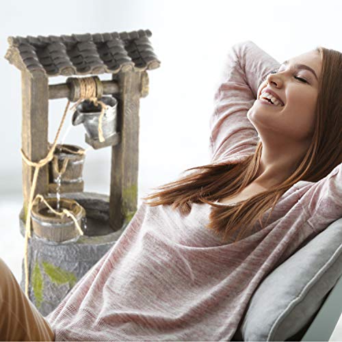 4-Tier Wishing Well Fountain - Traditional 32.5-Inch-Tall Hand-Painted Polyresin Cascading Waterfall For Patio Or Backyard Decor By Pure Garden #TOP7