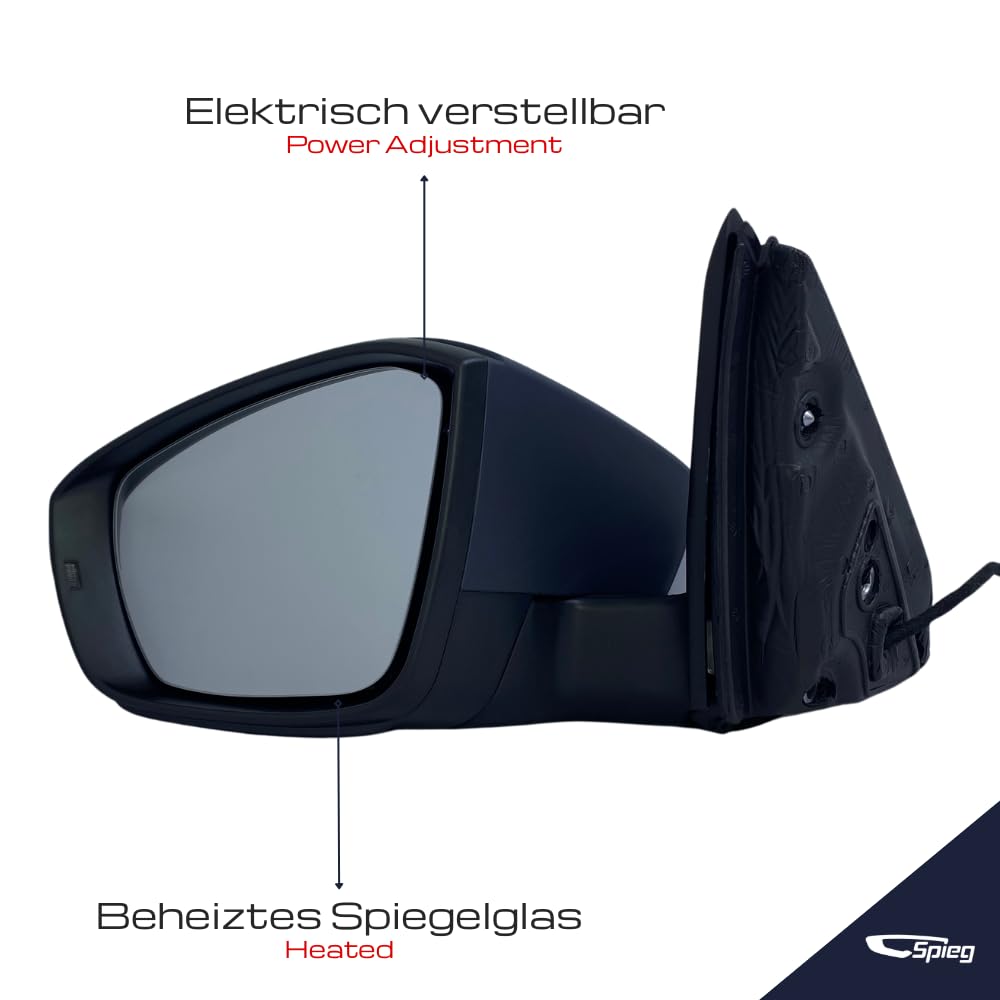 Spieg Außenspiegel Links für Skoda Octavia III 2013-2019 Manuell Einklappbar, Blinklicht, Grundiert, 6 PIN