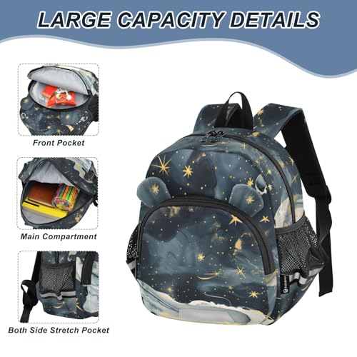 Kid's Backpack for Boys & Girls Toddler Bag Star and Moon Marble Backpack with Safety Leash4