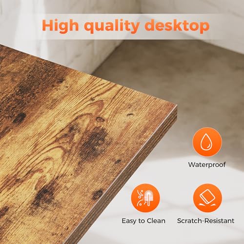 Image of Mericonia 55x24 Inch Computer Desk, 0.6 inch Thick Small Office Table | Modern Simple Style, Study & Writing Table for Home Bedroom Work, Brown