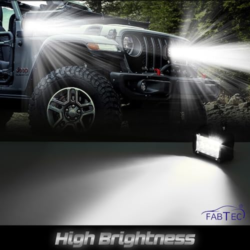 Image of FABTEC 4 Inch bar Light Flashing led Fog Light 19 led with 5 Modes Versatile Off-Road Fog & Spot Flood Beam for Bikes and Scooties with On /Off Switch (White & Yellow) (19 Led 4 Inch) (Set of 2)