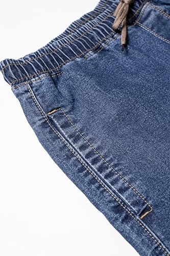 Image of Men's Comfort Fit Denim Lycra Joggers Jeans Stretchable High Rise Relaxed Fit Available in Dark Blue Navy Blue Light Blue Full Length Soft Fabric Machine Wash