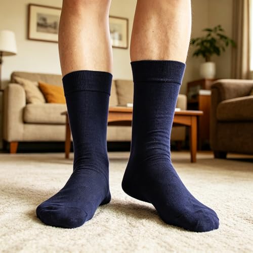 suokesi Men's Cotton Blend Crew Socks, Striped Novelty Fun Design, Size 8-15, Casual (MDS-01) — view 5