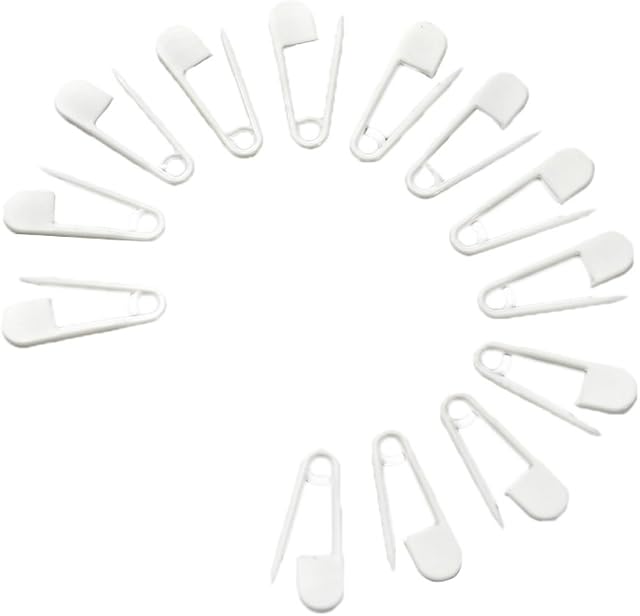 Pack of 100 Pure Colour Plastic Safety Pins 1" Clothing Tag Pins Bead Needle Pins Trimming Fastening Safety Locking DIY Home Accessories (White)