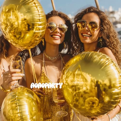 Image of 25Pcs Gold Round Shaped Foil Metallic Balloons 18 Inch for Birthday Wedding Anniversary Engagement Party Decorations Supplies