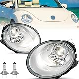 TUSDAR Projector Headlight Assembly Fit for 2006-2010 Volkswagen Beetle Head Lights 2-Door Convertible Hatchback Halogen Headlamp Driver & Passenger Side Bulbs Included
