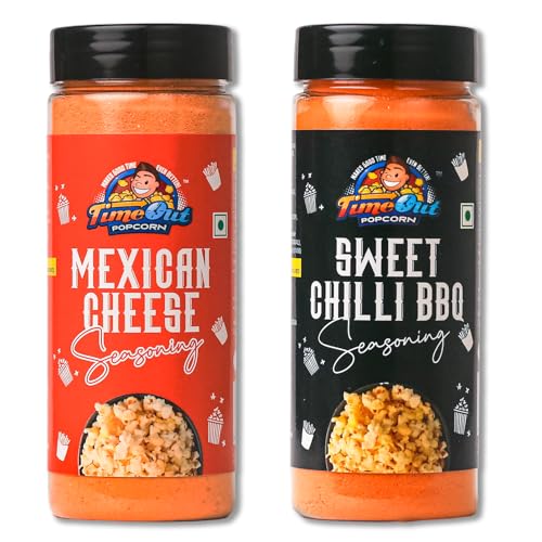 Image of Time Out Popcorn Mexican Cheese & BBQ Powder, Multi Use Seasoning For Pop corn, Snacks, Pack of 2, 100g