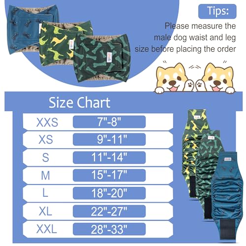 Image of Reusable Dog Diapers Male 3Pcs, Premium Washable Belly Band for Male Dogs XLarge, High Absorbing Male Dog Wraps for Doggie in Incontinence, Excitable Urination and Training (Giraffe, XL)
