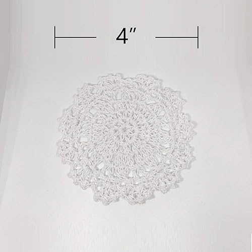Miniatura 2 de Posavasos de algodón, 10 unidades de ganchillo y encaje de algodón, posavasos de 3.9in para decoración del hogar (blanco)