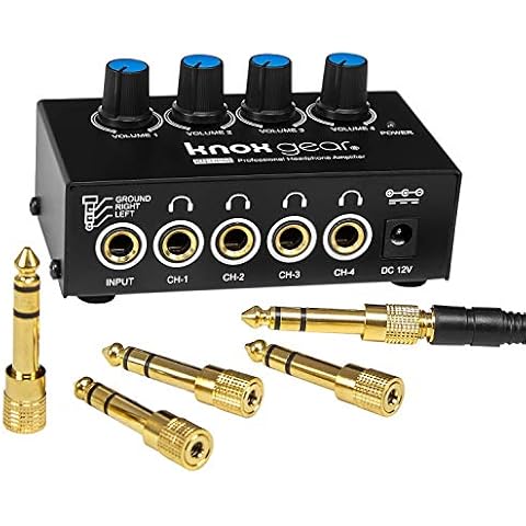 Knox portable Headphone Amplifier mixer 4 Channels Metal Stereo Audio Amplifier, Balanced Headphone Output Audio Input, 4 Channels Amp Metal Stereo Audio Amplifier, Mini Headphone Splitter dac Cover