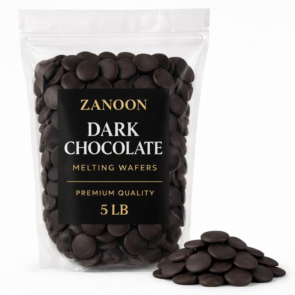 Dark Chocolat Melting Wafers – 5LB by ZANOON Premium Chocolate for Molding, Dipping, Baking & Decorating Smooth & Creamy Melts – 80oz Bag Coating