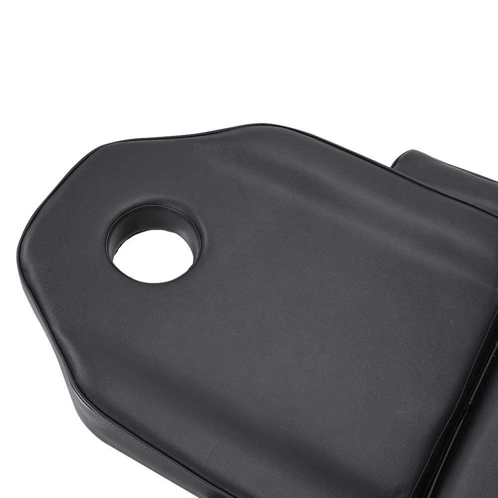 Camilla de Masaje Ajustable Cama de Masaje Plegable de Cuero PU con Taburete para Uso Profesional y Doméstico (Negro)