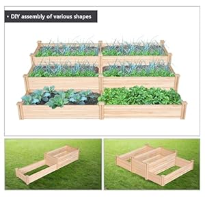 Yaheetech 8×2ft Wooden Horticulture Raised Garden Bed Divisible Elevated Planting Planter Box for Flowers/Vegetables/Herbs in Backyard/Patio Outdoor, Natural Wood, 95 x 25 x 11in Yaheetech 82ft Wooden Horticulture Raised Garden Bed Divisible Elevated Planting Planter Box for FlowersVegetablesHerbs in BackyardPatio Outdoor Natural Wood 95 x 25 x 11in