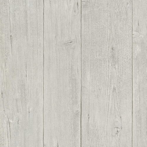 Natural Wood Grain Grey Wallpaper - Modern Contemporary Realistic Panel Design - Textured Paste The Wall Vinyl