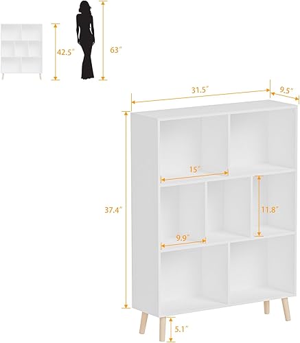 Miniatura 3 de APPOLYN Estantería en forma de cubo, estante de 3 niveles con patas, estantería de 7 cubos, estantería moderna con almacenamiento de cubículos,