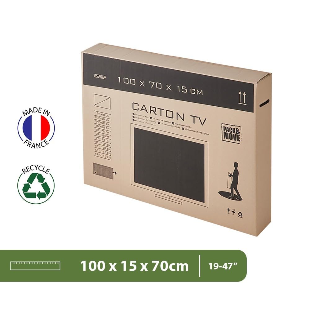 Pack and Move - Tektura ochronna do telewizora 47" - Przenoszenie płaskiego ekranu - 100 x 15 x 70 cm - Wzmocniony karton
