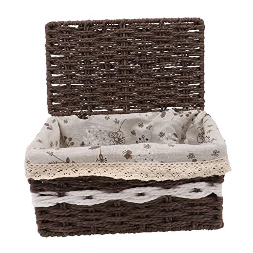 Cabilock 1 Pc Cesta De Almacenamiento De Ratán Arcón De Mimbre Canasta De Maquillaje Tejida Cesta De Baño Tejida Cestas De Almacenamiento De Baño Cubo Tejido Rota Niño Cesta Tejida Tocador