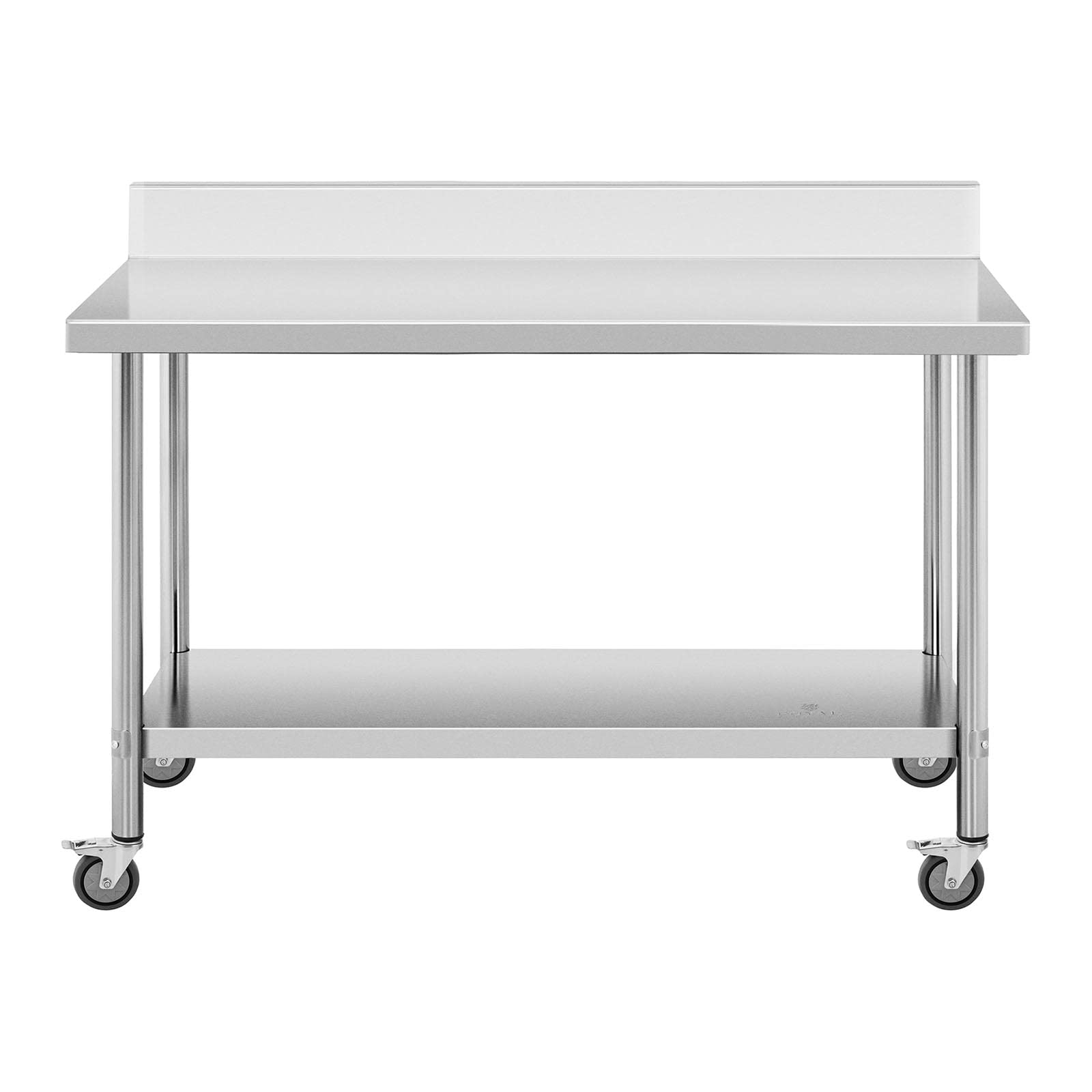 Royal Catering RCAT-150/60-WS Tavolo Da Lavoro In Acciaio Inox Con Ruote E Alzata, 60 X 150 Cm, Portata 160 Kg, Argento