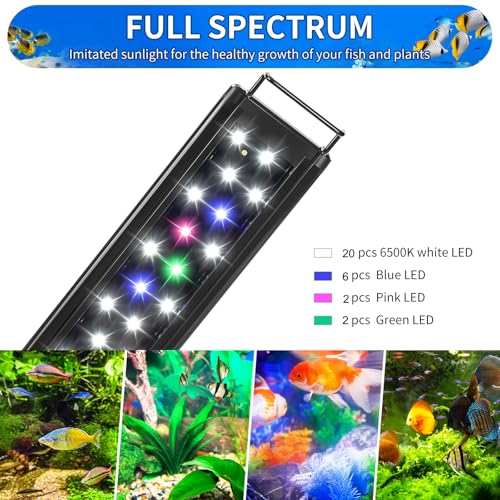 Image of AQUANEAT LED Aquarium Light for 16 to 20 Inch Fish Tank, Auto On Off with Timer, Full Spectrum, Adjustable Brightness, Daylight Moonlight Mode, for Fresh Water Low-to-Mid Light Plants