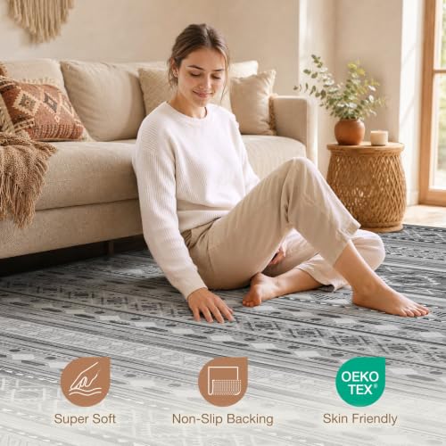 Image of cotiled Boho 9x12 Area Rug for Living Room: Large Moroccan Washable Rug