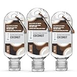Palm Safe Coconut 3 Pack 60ml Anti Bacterial Premium Hand Sanitiser Travel Size Refillable Clip Bottle Quick Drying Non Sticky Extra Moisturising Kills 99.9% of Viruses and Bacteria