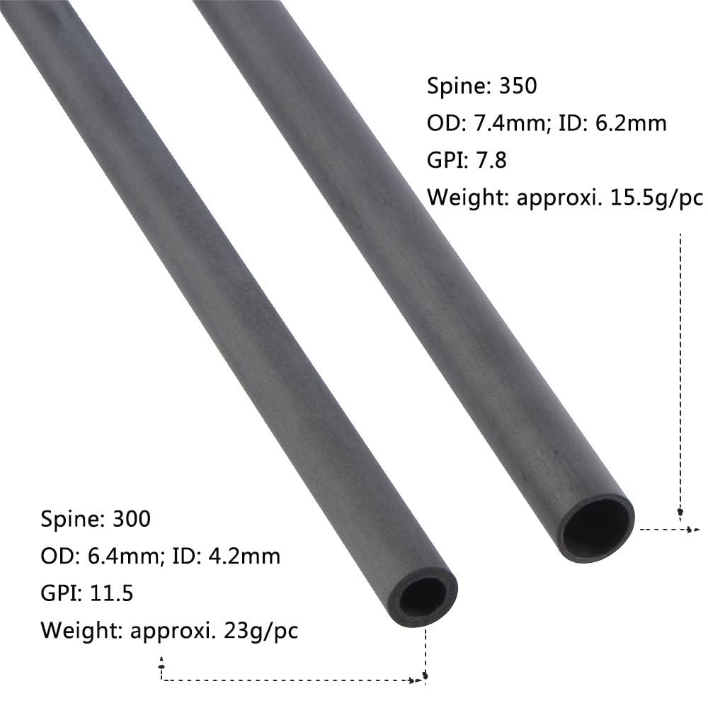 12pcs 30 Pouces Arbre de Flèche en Carbone Spine 300-900 Tube de flèche de Carbone Pur Tir à l'arc de Carbone Flèche d'arbre pour DIY Flèches