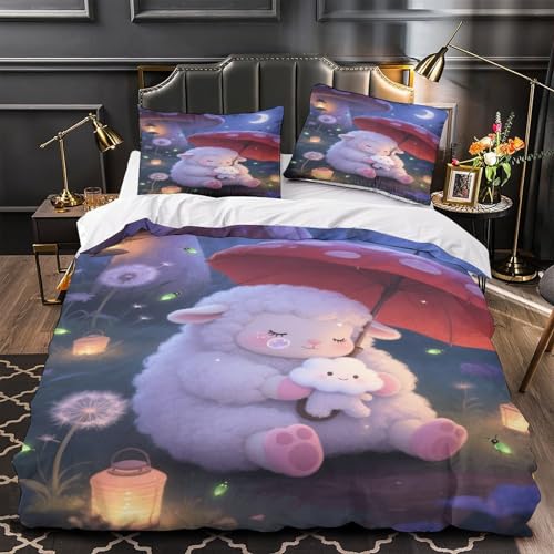 Housse de couette 3D imprimé agneau finitions soignées - 2