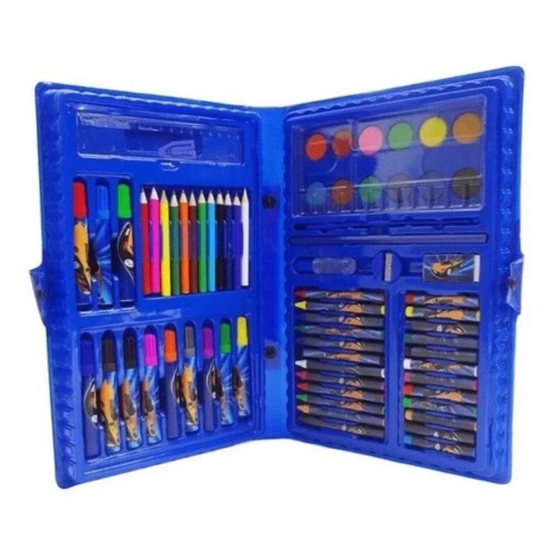 Kit 2 Estojo Maleta De Pintura Escolar Infantil Azul 48 Peças