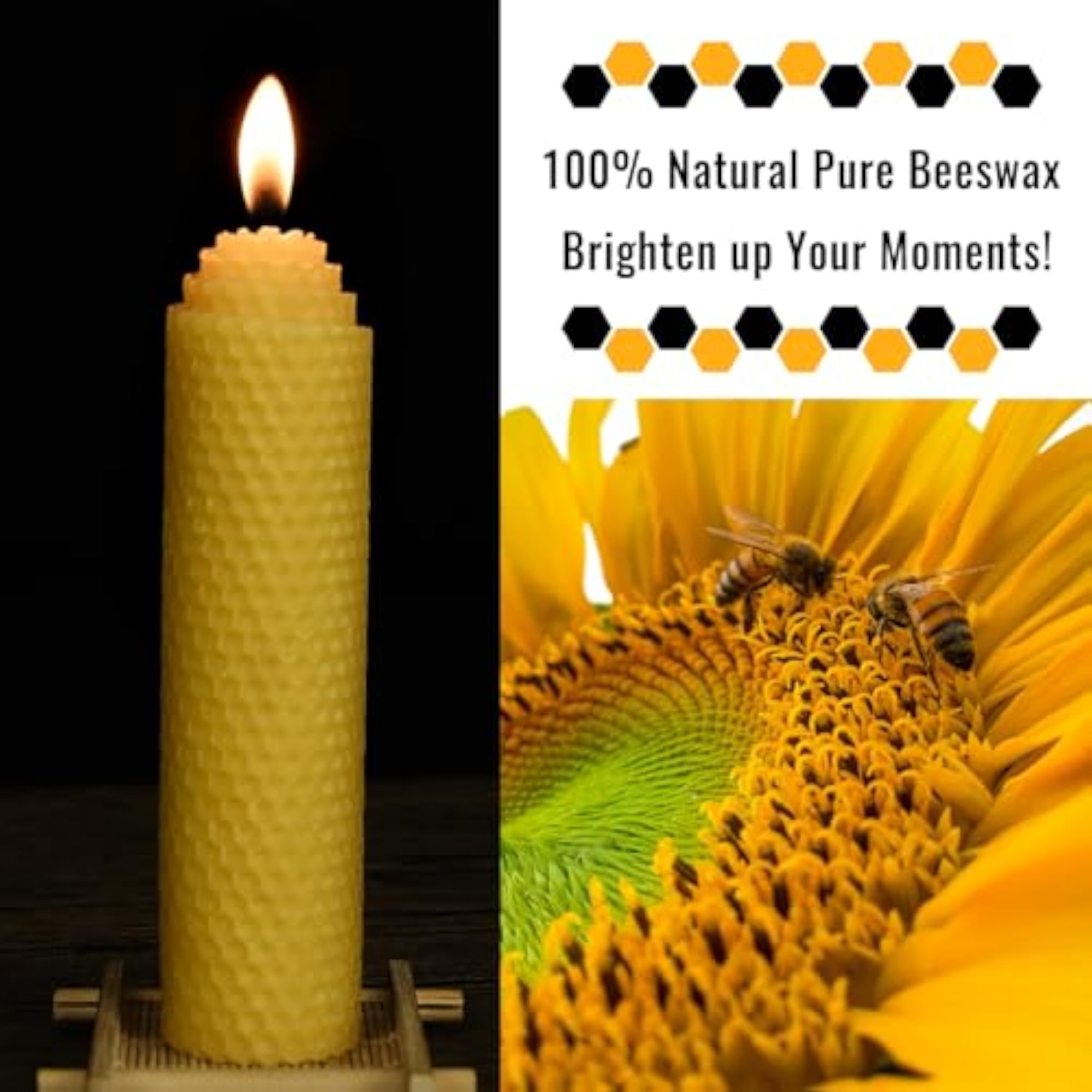 Beeswax Pillar Candles Set of 4, Handmade