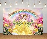 Princess Belle Backdrop for Birthday Party Decorations Yellow Beauty and The Beast Banner for Baby S