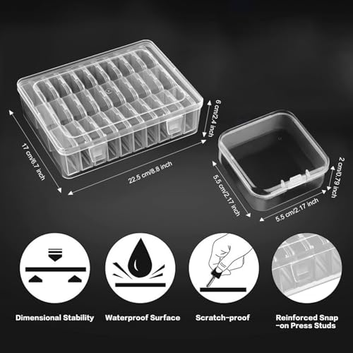 Image of 30-Piece Bead Organizer Box, Clear Plastic Storage Containers, with Hinged Lids, Stackable Mini Boxes, for Jewelry and Crafts