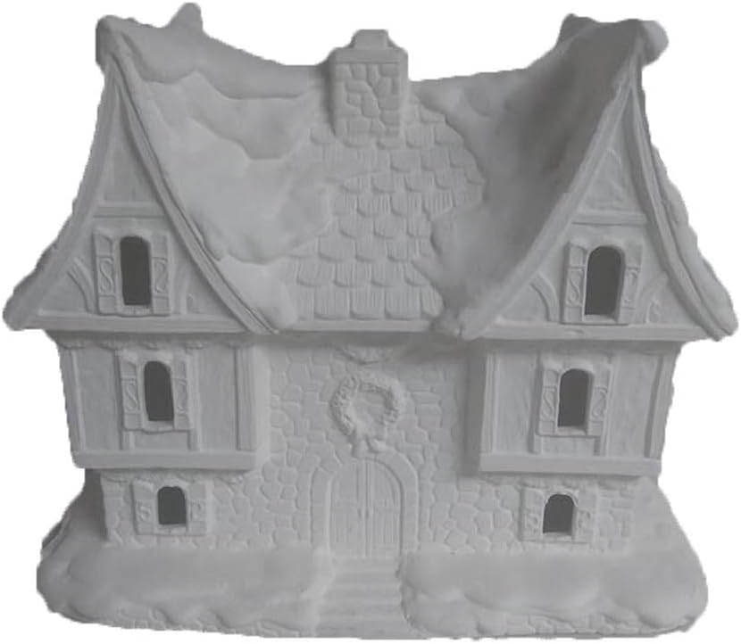 Santas Castle Village House 9" x 9" x 5" Ceramic Bisque, Ready to Paint