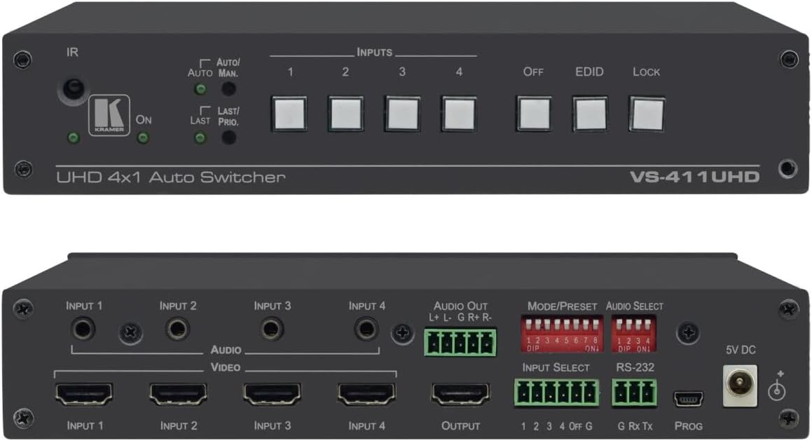 Kramer VS-411UHD 4x1 Automatic 4K60 4x2x0 HDMI Auto Switcher
