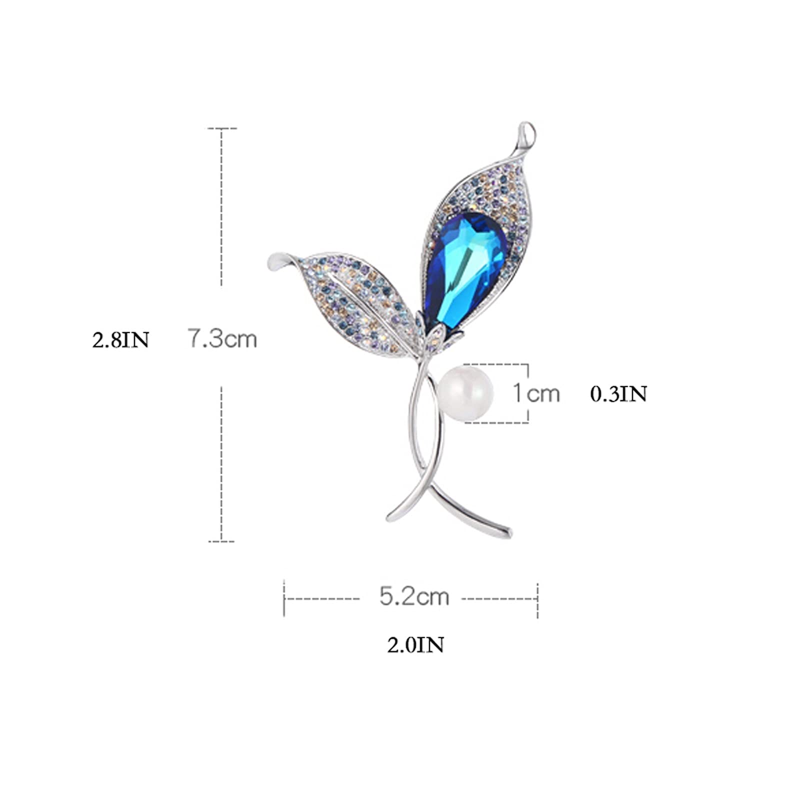 WXKAGF Broszka damska Pin Broszki z listkami Inkrustowane kryształami Eleganckie damskie broszki - Modne sukienki Łańcuszek do swetrów Akcesoria do gorsetów - Prezenty urodzinowe dla dziewczyn