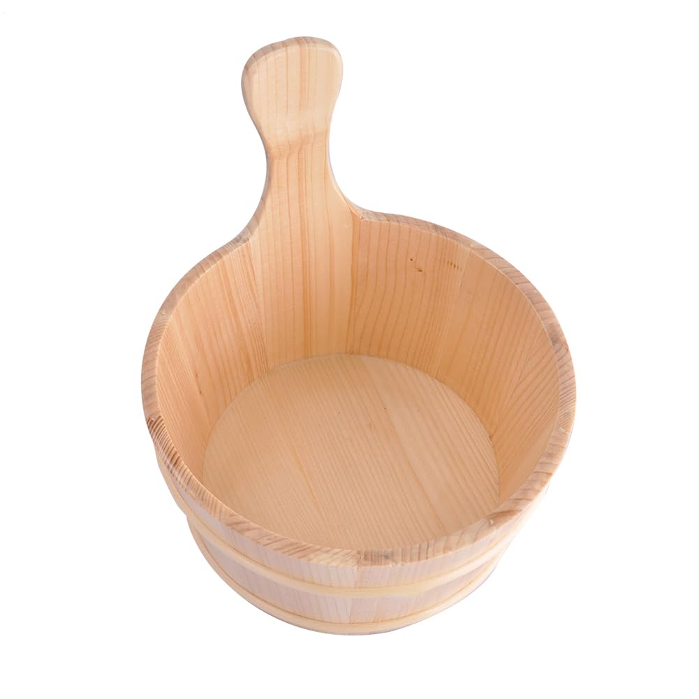 Kit Démarrage Sauna Barrel - Ensemble Complet Seau de Bain, Accessoires Salle de Vapeur Traditionnelle | Grand Seau en Bois 4 Litres avec Louche Artisanale, Parfait pour Sauna et Hammam