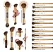 MAANGE 20 PCS Foundation Makeup Brush Set, Double-ended Kabuki Contour Brush for Liquid Powder Concealer Blending Blush Makeup Tools (Coffee Gold)